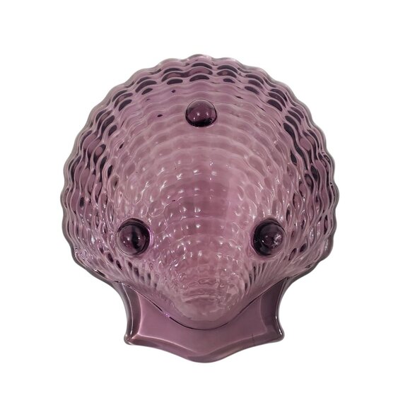 Vintage Viking Amethyst Purple Glass Shell-Shaped Bowl Three Footed Base - Picture 3 of 9